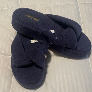 Aerie Deep Blue Plush Slippers
